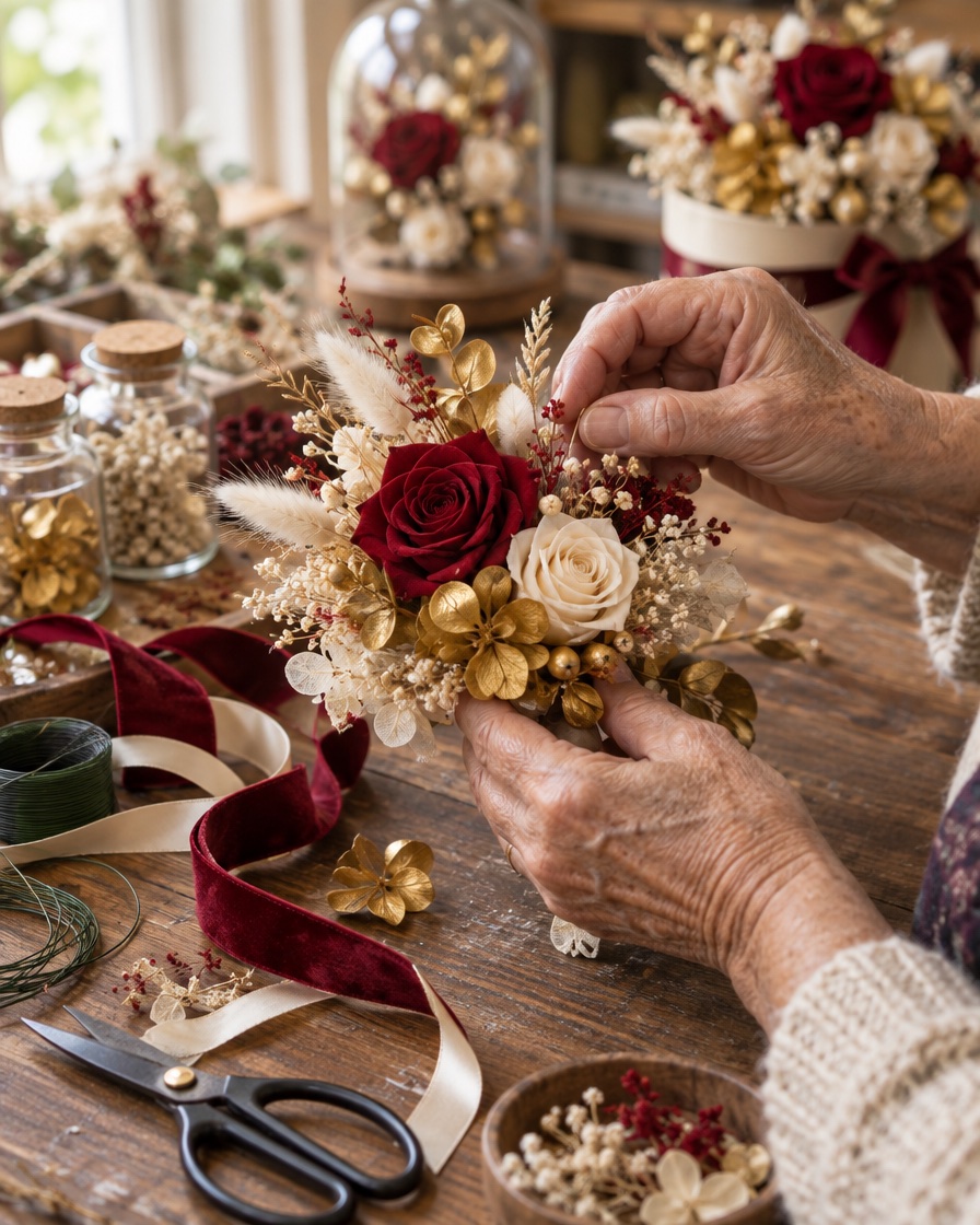 Flores eternas hechas a mano